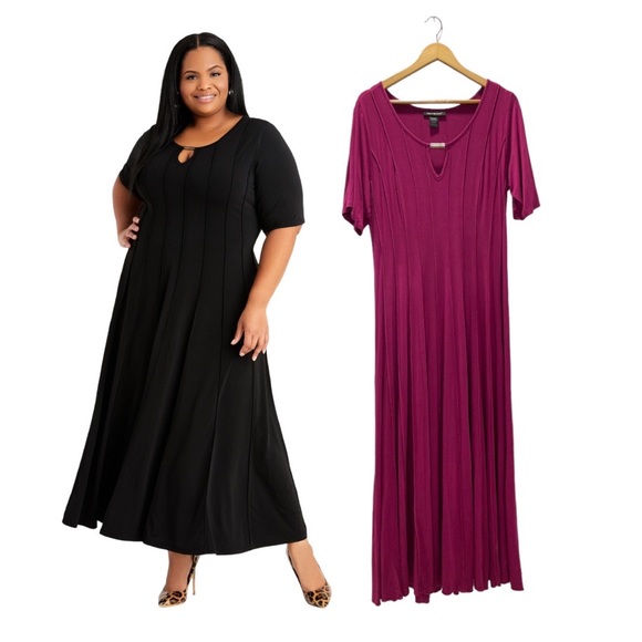 Ashley Stewart Dresses Ashley Stewart Seamed Keyhole Bar Neck Maxi